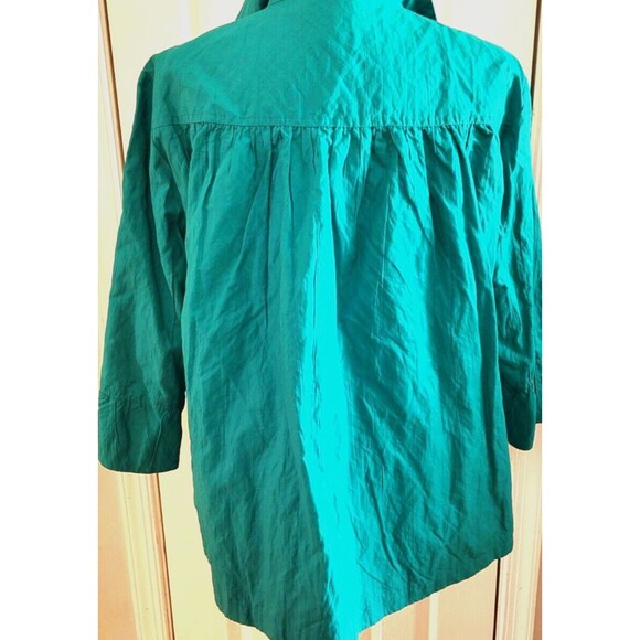 Cold Water Creek Woman’s Size 18 Teal Zip Windbreaker Light Jacket 3/4 Sleeve - Picture 3 of 6